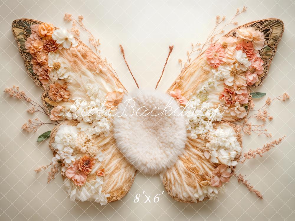 Kate Newborn Floral Butterfly Wings Floor Backdrop Designed by Emetselch - Image 4