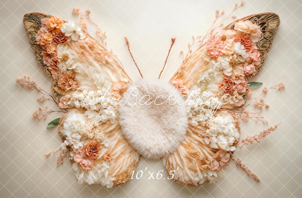 Kate Newborn Floral Butterfly Wings Floor Backdrop Designed by Emetselch - Image 5
