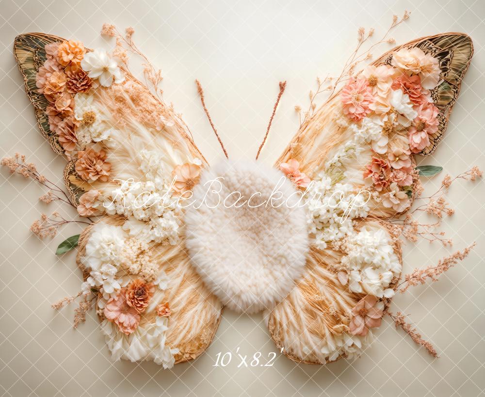 Kate Newborn Floral Butterfly Wings Floor Backdrop Designed by Emetselch - Image 6