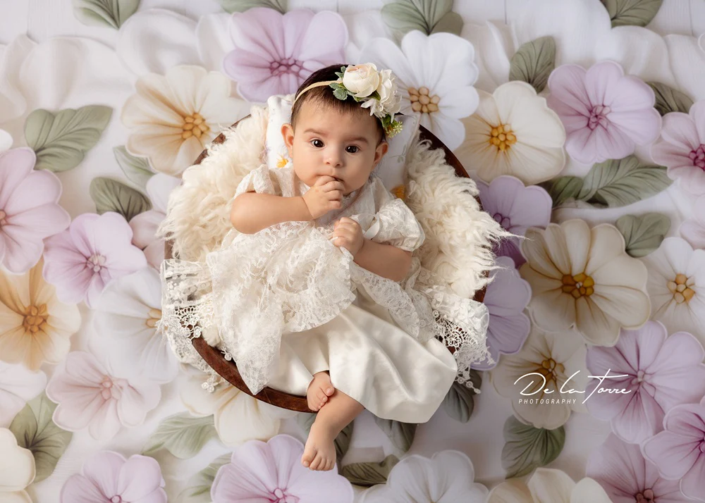Kate Newborn Floral Rug Pastel Wood Rubber Floor Mat Designed by Mini MakeBelieve - Image 5