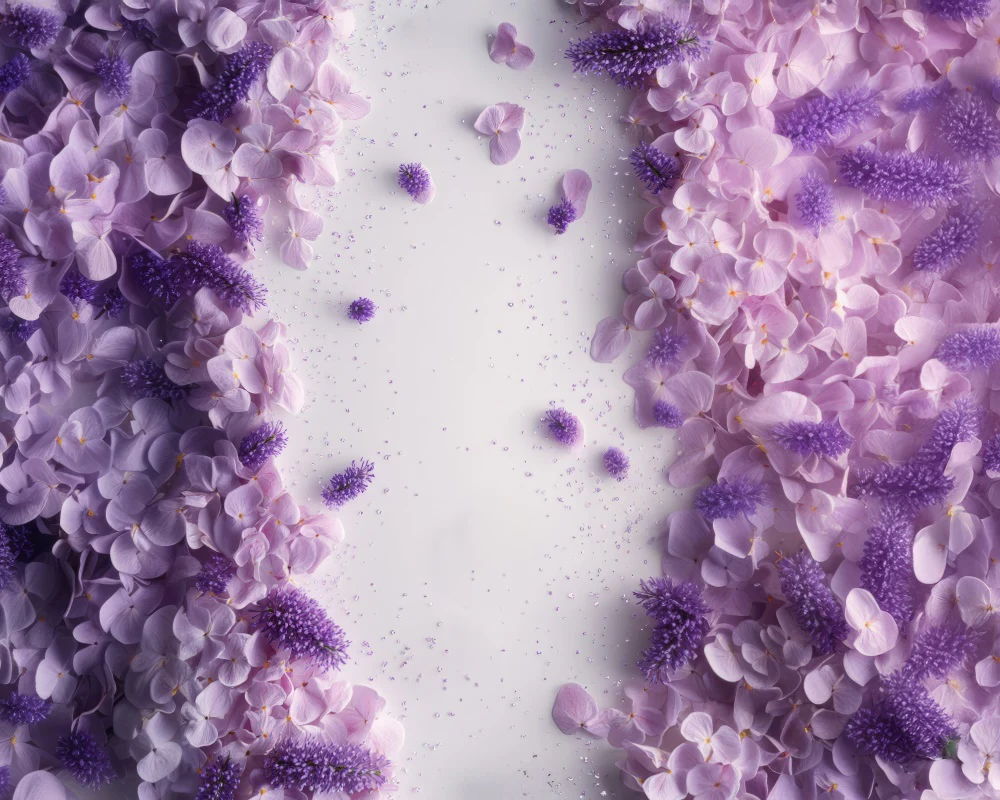 Kate Newborn Purple Floral Petals Rubber Floor Mat Designed by Mini MakeBelieve - Image 2