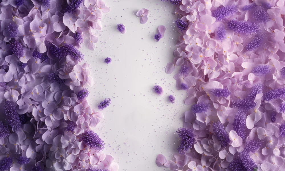 Kate Newborn Purple Floral Petals Rubber Floor Mat Designed by Mini MakeBelieve - Image 3
