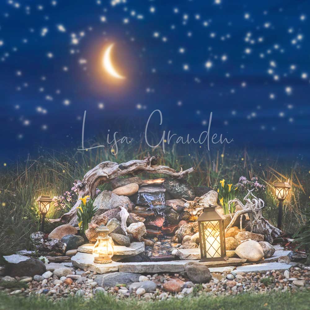 Kate Night Moon Over Pond Backdrop for Photography Designed by Lisa Granden - Image 4