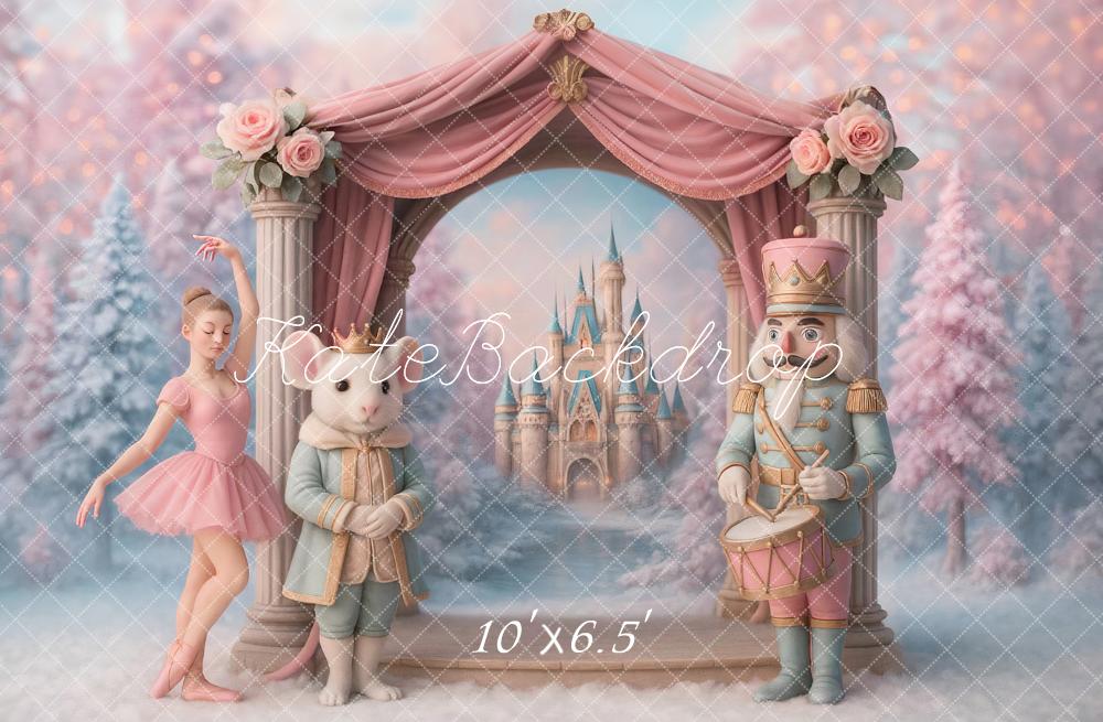 Kate Nutcracker Stage Castle Floral Arch Pink Backdrop Designed by Ashley Paul - Image 4