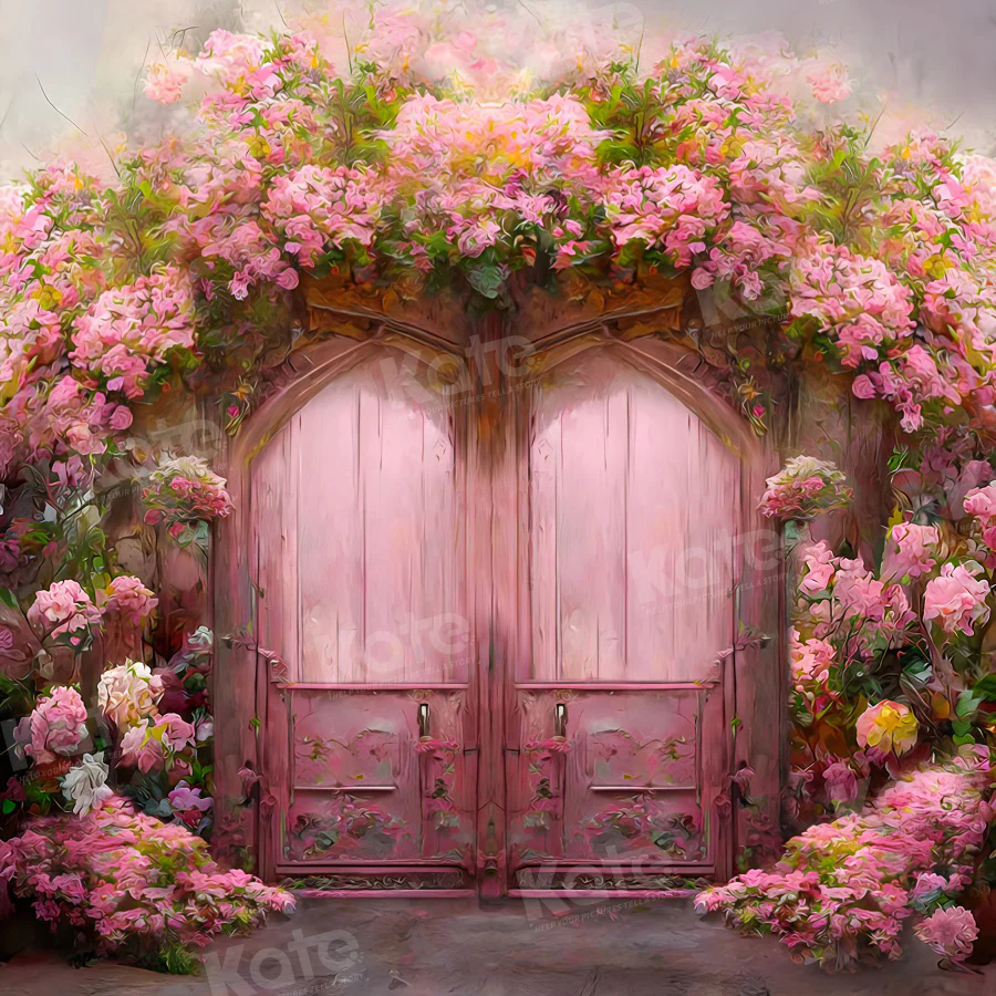 Kate Oil Painting Pink Flower Door Backdrop for Photography - Image 4