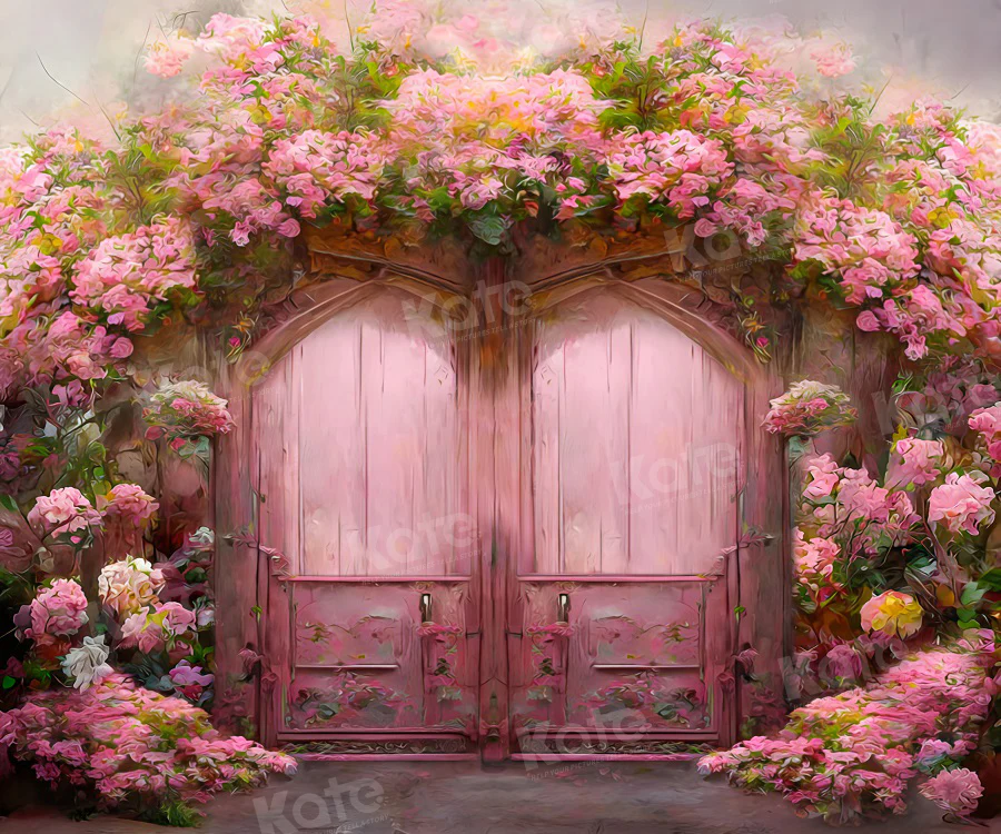 Kate Oil Painting Pink Flower Door Backdrop for Photography - Image 5