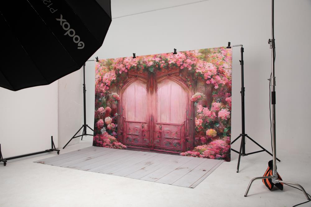 Kate Oil Painting Pink Flower Door Backdrop for Photography - Image 6