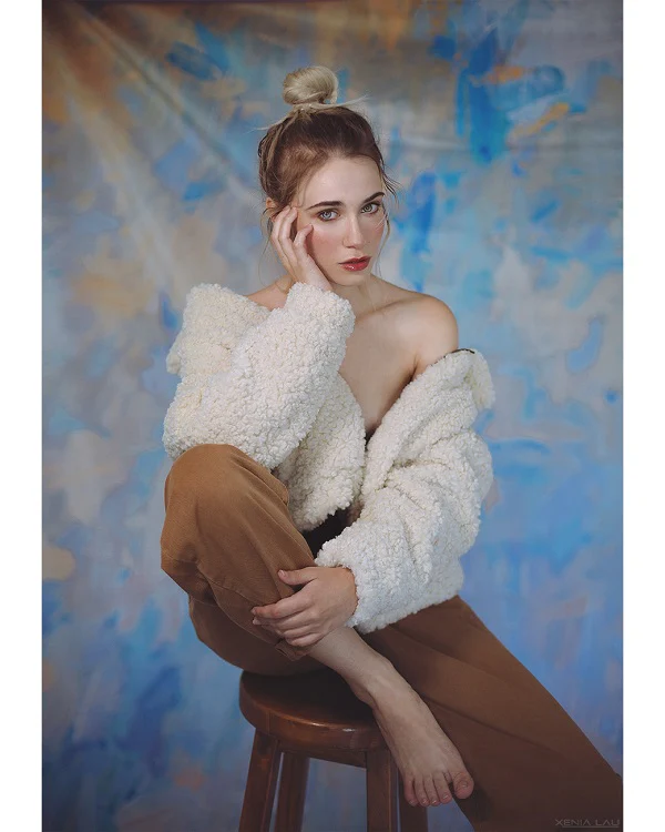 Kate Oil Painting Orange and Blue Warm color Abstract Backdrop for Photography - Image 2