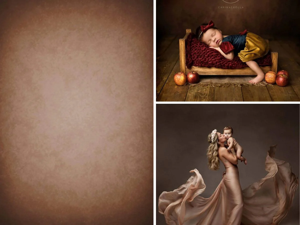 Kate Old Master Abstract Texture Light Brown Fleece Backdrop for Photography - Image 11