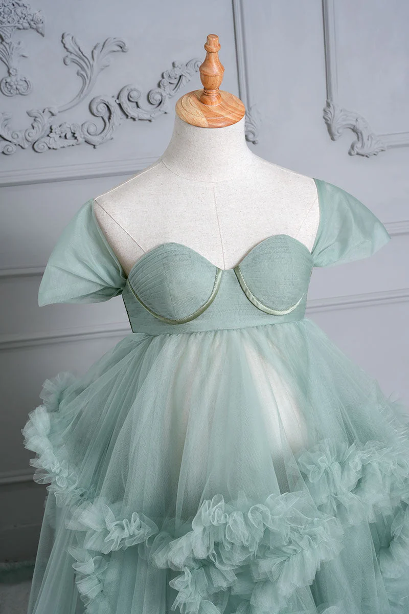 Kate Off Shoulder Mesh Women Maternity Photoshoot Dress - Image 4