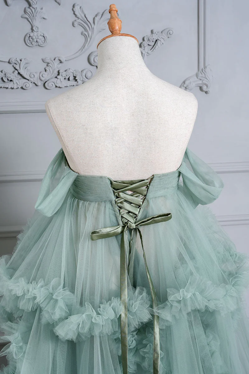 Kate Off Shoulder Mesh Women Maternity Photoshoot Dress - Image 7