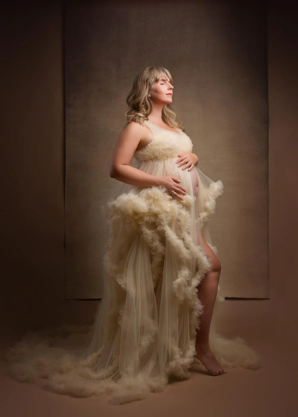Kate Women Pregnancy Mesh Pink Maternity Photoshoot Dress - Image 3
