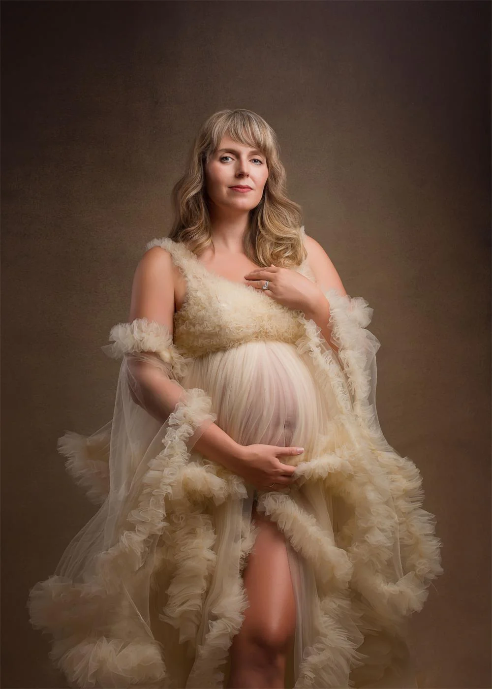 Kate Women Pregnancy Mesh Pink Maternity Photoshoot Dress - Image 4