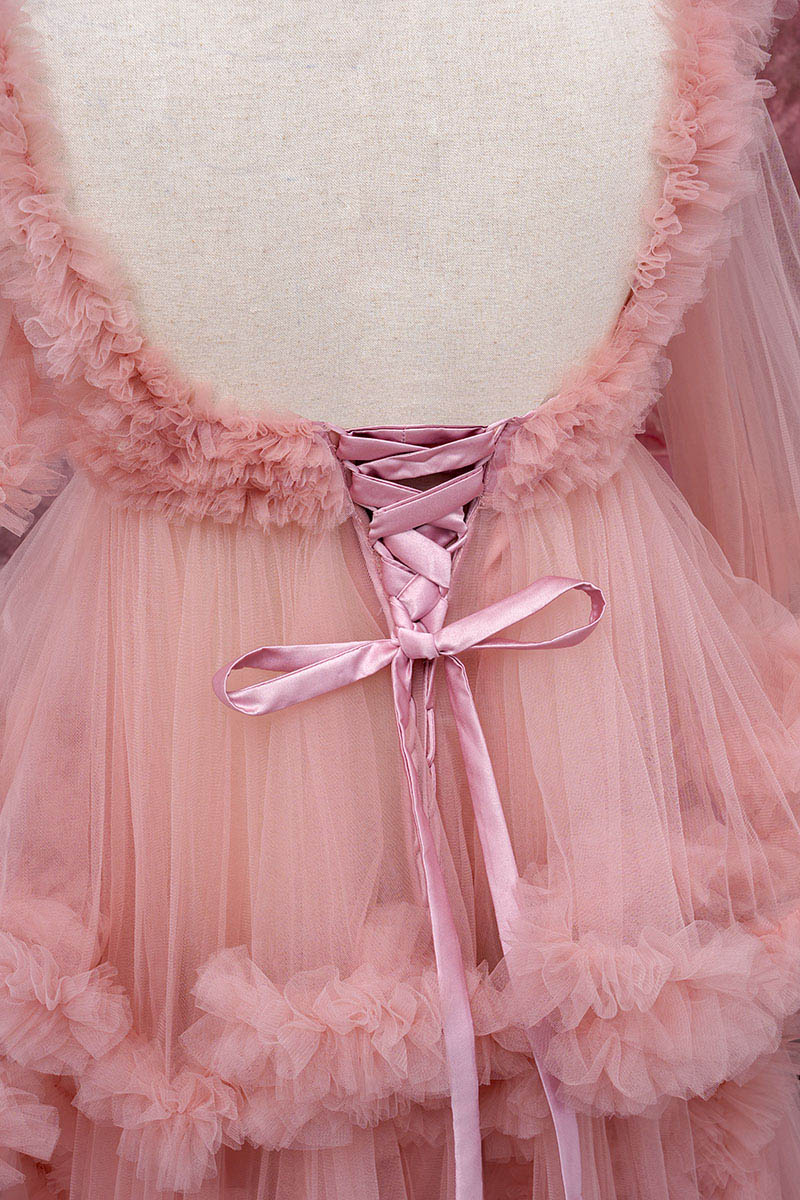 Kate Women Pregnancy Mesh Pink Maternity Photoshoot Dress - Image 8