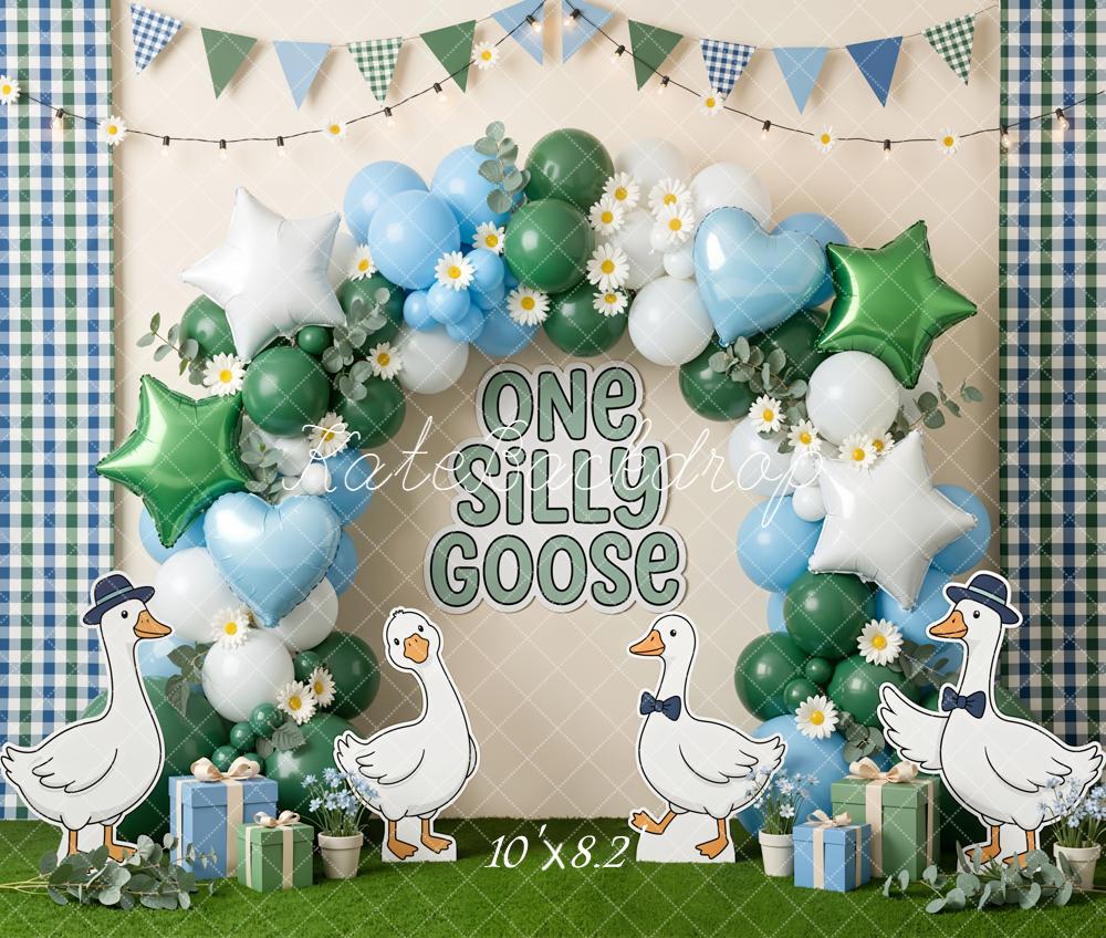 Kate One Silly Goose Balloon Garland Gingham Fleece Backdrop Designed by Emetselch - Image 3