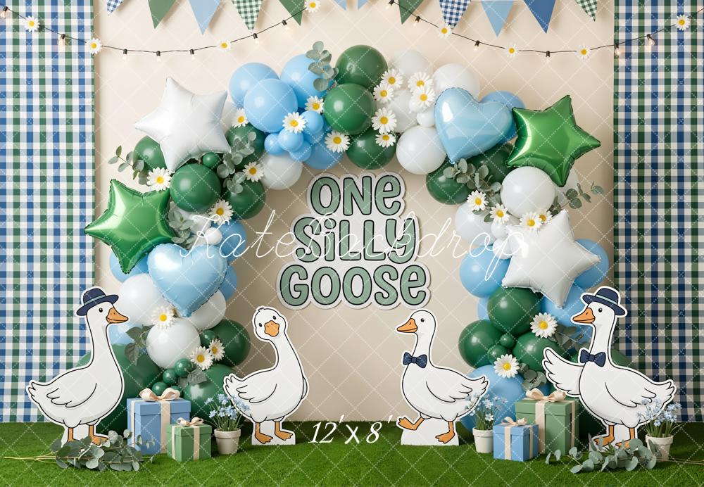 Kate One Silly Goose Balloon Garland Gingham Fleece Backdrop Designed by Emetselch - Image 4