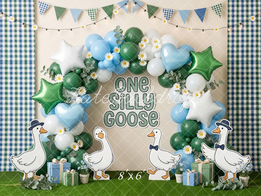 Kate One Silly Goose Balloons Daisy Plaid Backdrop Designed by Emetselch - Image 3