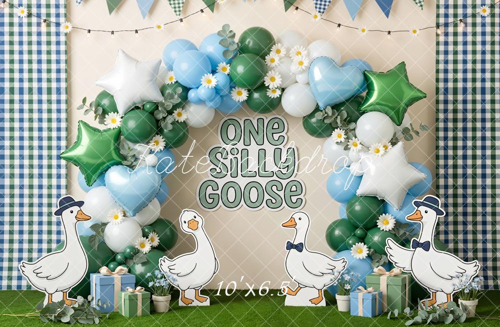 Kate One Silly Goose Balloons Daisy Plaid Backdrop Designed by Emetselch - Image 4