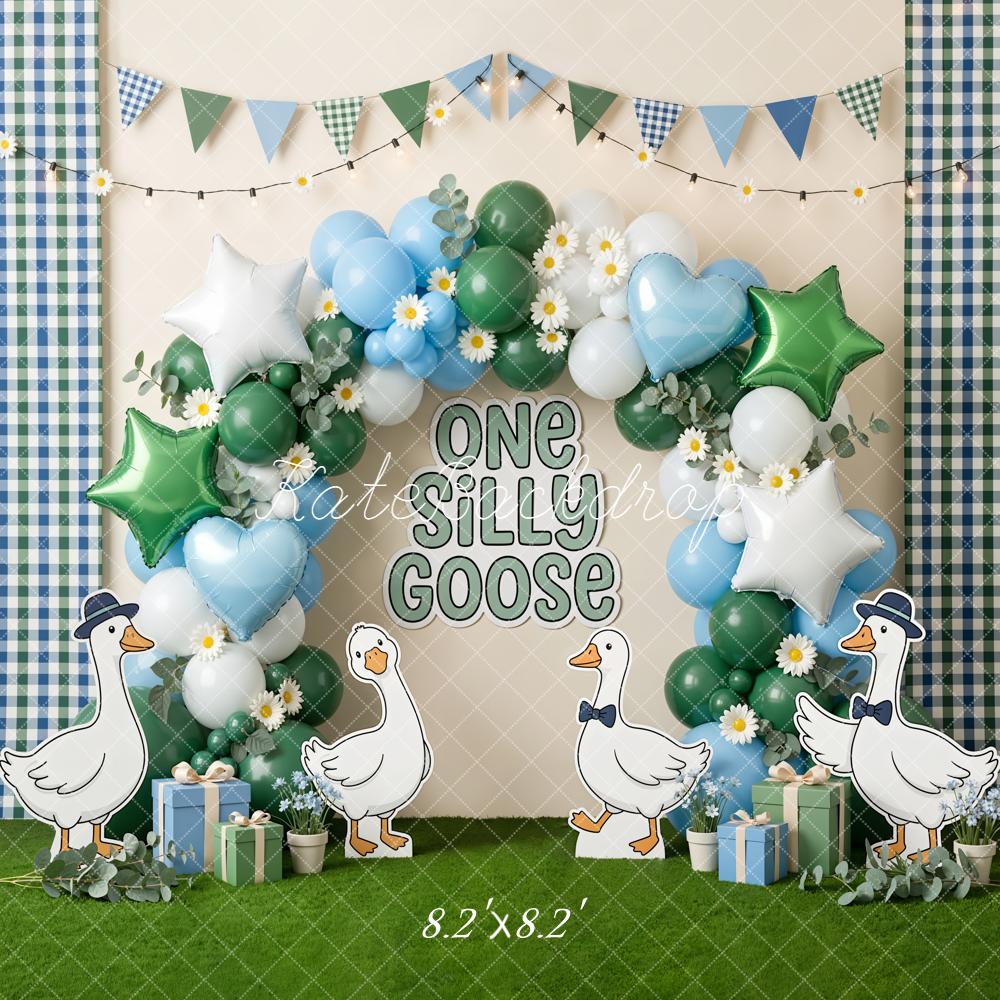 Kate One Silly Goose Balloons Daisy Plaid Backdrop Designed by Emetselch - Image 5