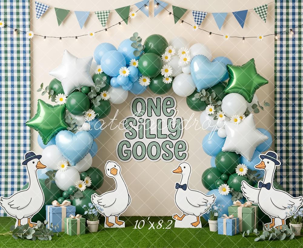 Kate One Silly Goose Balloons Daisy Plaid Backdrop Designed by Emetselch - Image 6