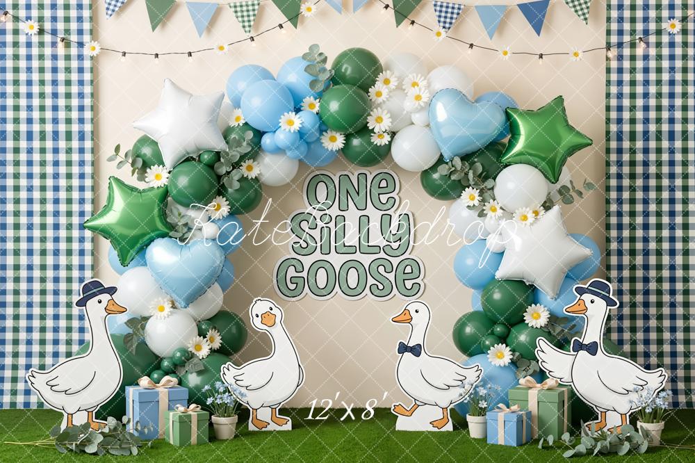 Kate One Silly Goose Balloons Daisy Plaid Backdrop Designed by Emetselch - Image 8