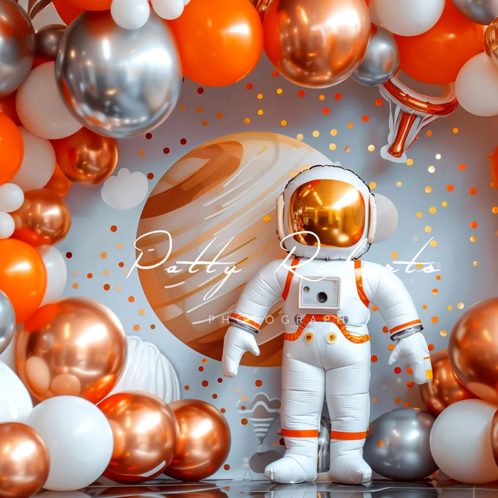 Kate Orange Balloon Space Astronaut Backdrop Designed by Patty Robert - Image 2