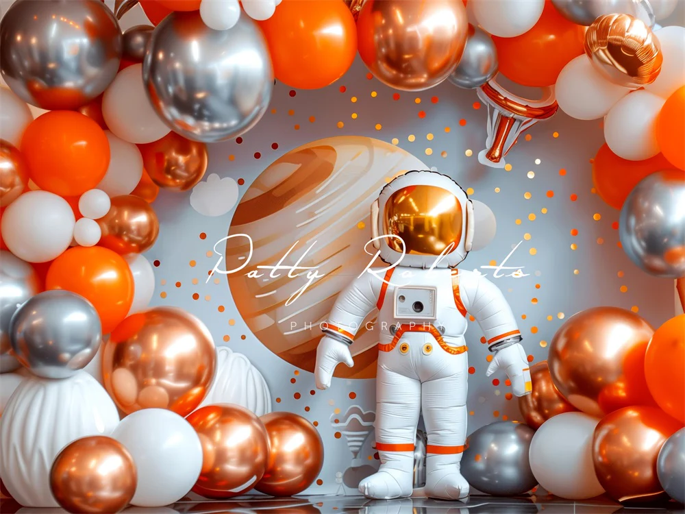 Kate Orange Balloon Space Astronaut Backdrop Designed by Patty Robert - Image 3