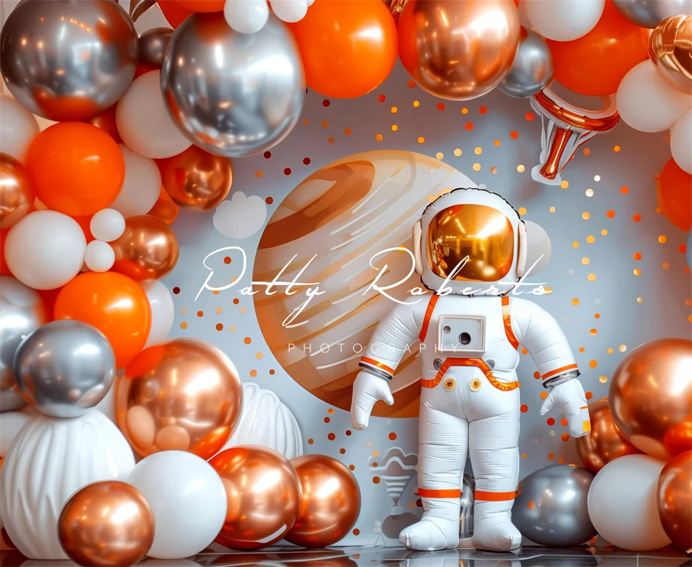 Kate Orange Balloon Space Astronaut Backdrop Designed by Patty Robert - Image 5