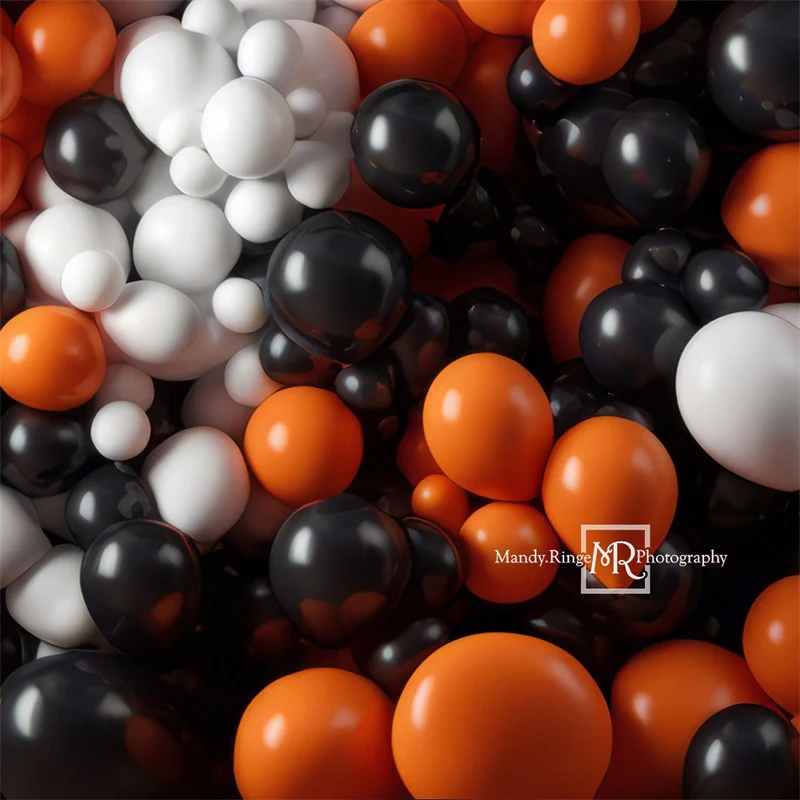 Kate Orange Black White Balloon Party Backdrop Designed by Mandy Ringe Photography - Image 2