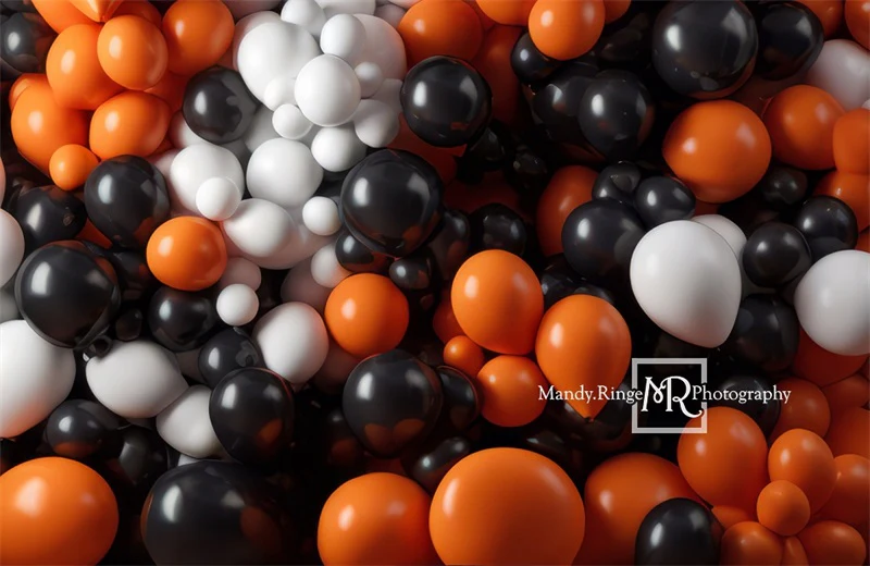 Kate Orange Black White Balloon Party Backdrop Designed by Mandy Ringe Photography - Image 3
