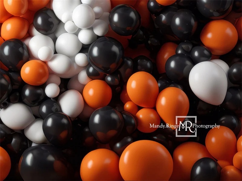 Kate Orange Black White Balloon Party Backdrop Designed by Mandy Ringe Photography - Image 4