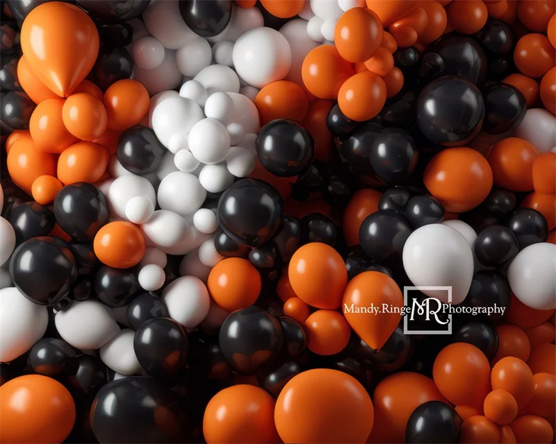 Kate Orange Black White Balloon Party Backdrop Designed by Mandy Ringe Photography - Image 5