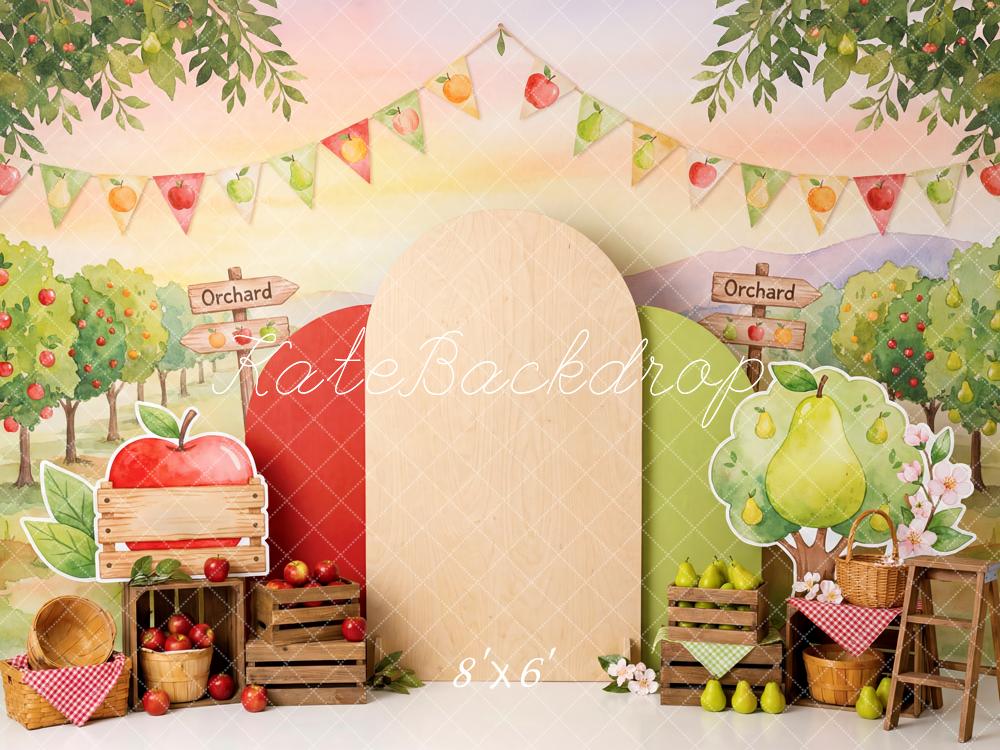 Kate Orchard Apple Pear Crates Watercolour Backdrop Designed by Patty Robert - Image 3