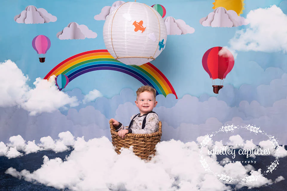 Kate Origami Hot Air Balloon Cloud Rainbow Cake Smash Backdrop Designed By Ava Lee - Image 3
