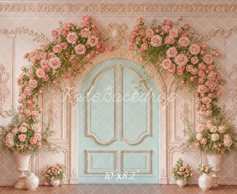 Kate Ornate Doorway Roses Garland Fleece Backdrop Designed by Emstselch - Image 3