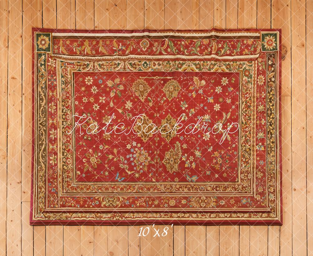 Kate Ornate Red Carpet Wooden Floor Fleece Backdrop Designed by Emetselch - Image 3
