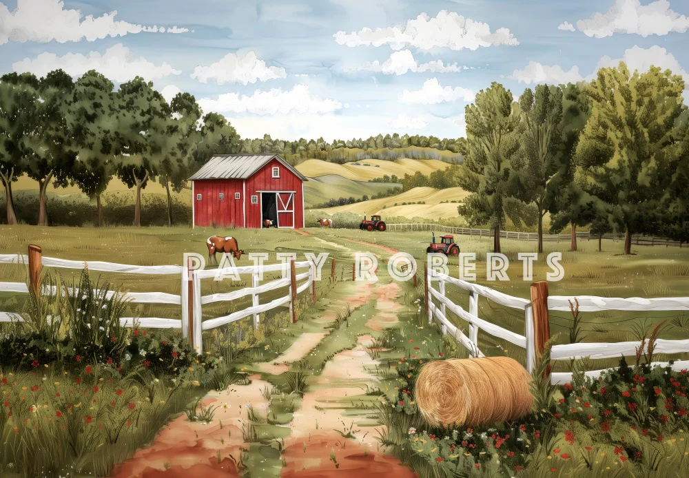 Kate Outdoor Forest Farm Red House Backdrop Designed by Patty Robert - Image 2