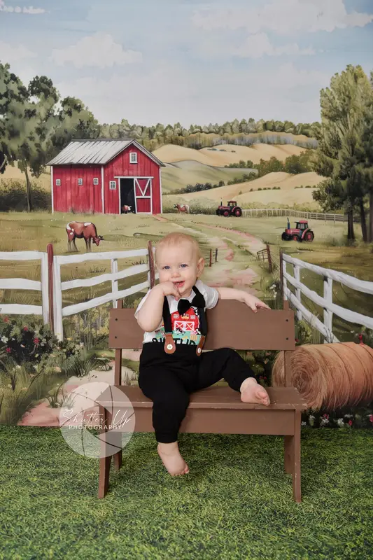 Kate Outdoor Forest Farm Red House Backdrop Designed by Patty Robert - Image 3