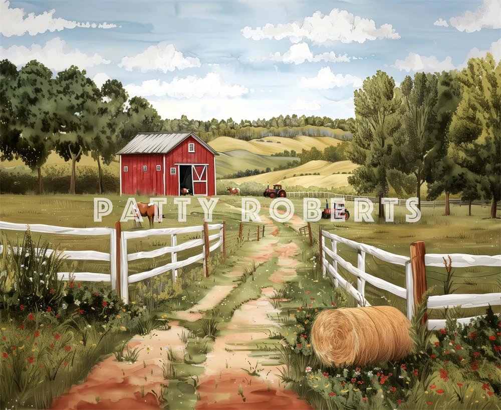 Kate Outdoor Forest Farm Red House Backdrop Designed by Patty Robert - Image 5