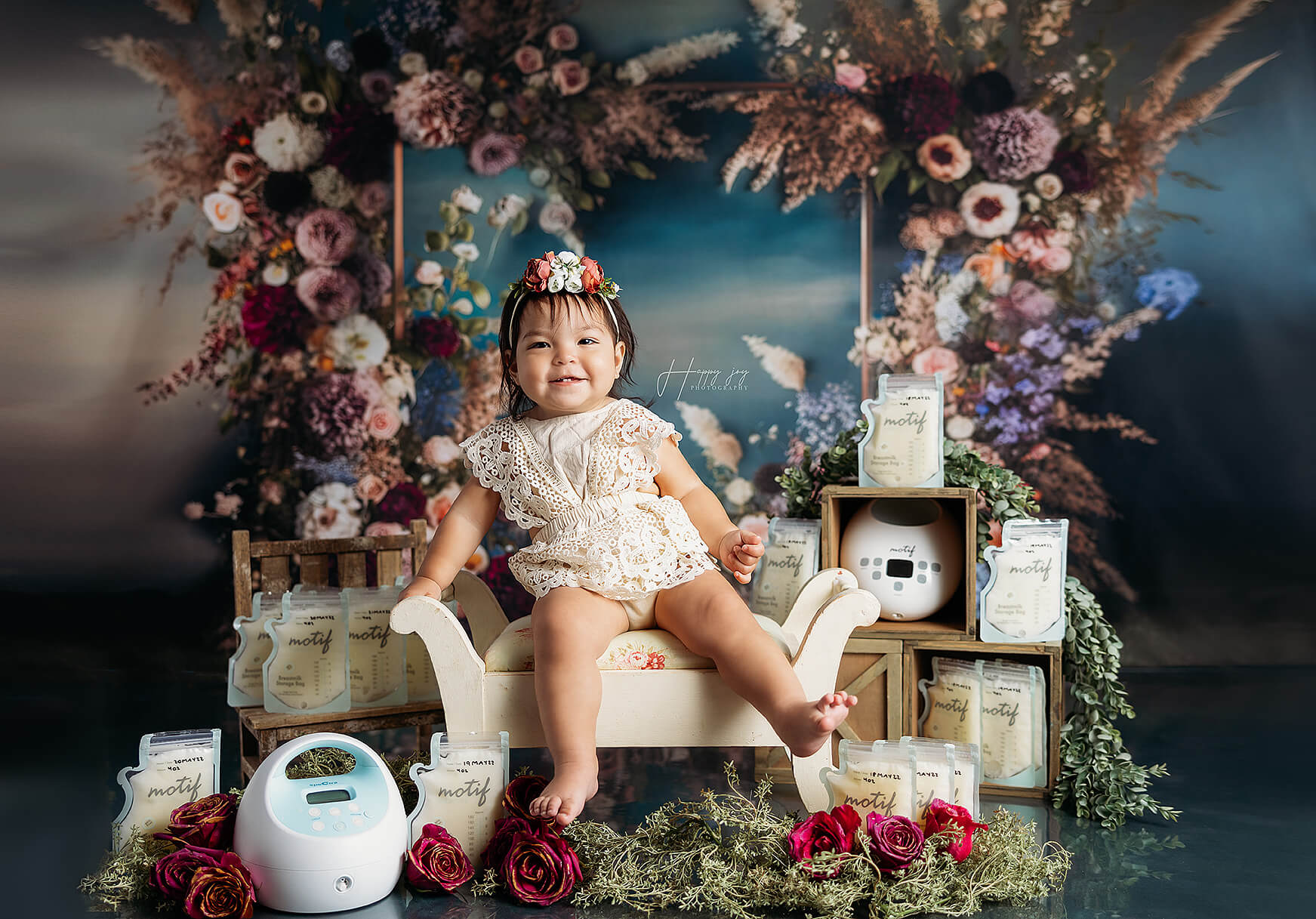 Kate Painterly Fine Art Frame Spring Flowers Fleece Backdrop Designed by Mini MakeBelieve - Image 4