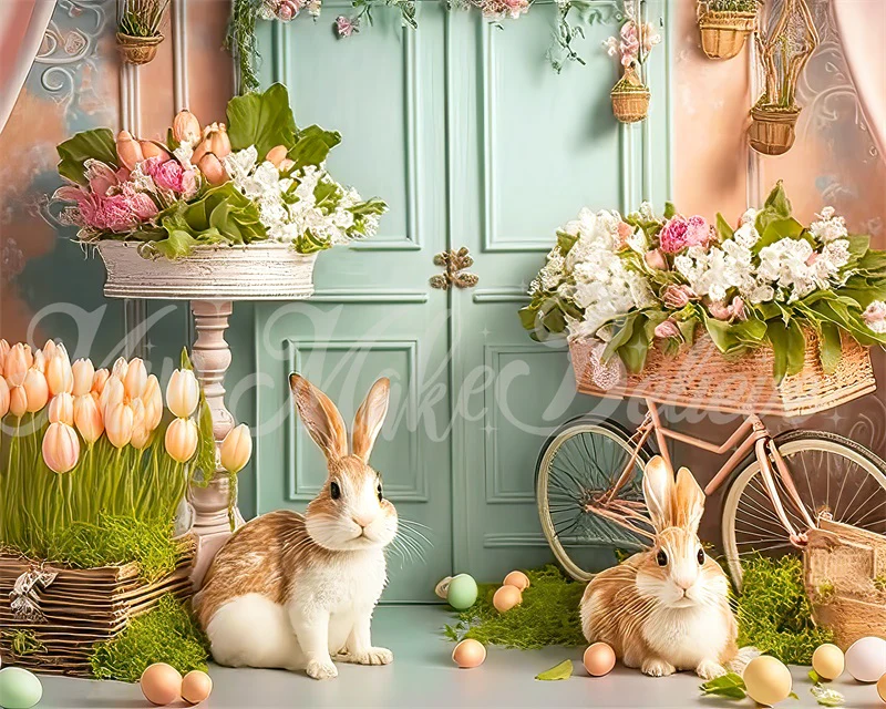 Kate Painterly Pastel Easter Bunny Flower Backdrop Designed by Mini MakeBelieve - Image 3