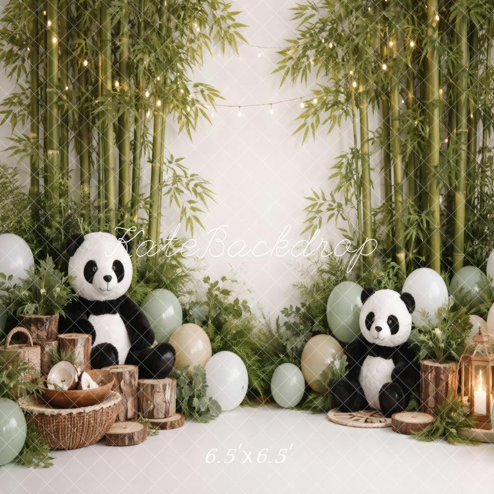 Kate Panda Bamboo Balloons Greenery Backdrop Designed by Vertigo Productions - Image 2
