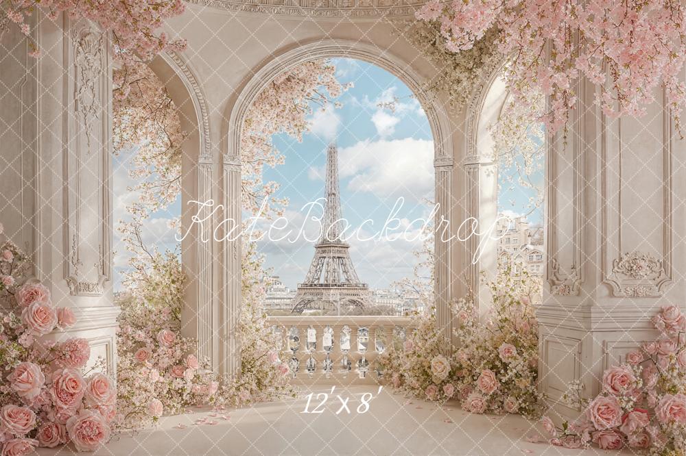 Kate Paris Arch Eiffel Tower Pink Fleece Backdrop Designed by Chain Photography - Image 4