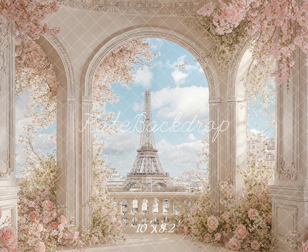 Kate Paris Balcony Arch Pink Floral Backdrop Designed by Chain Photography - Image 6