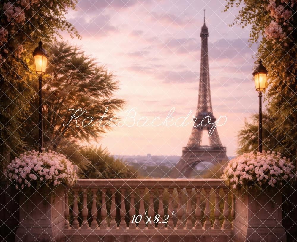 Kate Paris Eiffel Tower Balcony Lanterns Backdrop Designed by Vertigo Productions - Image 6