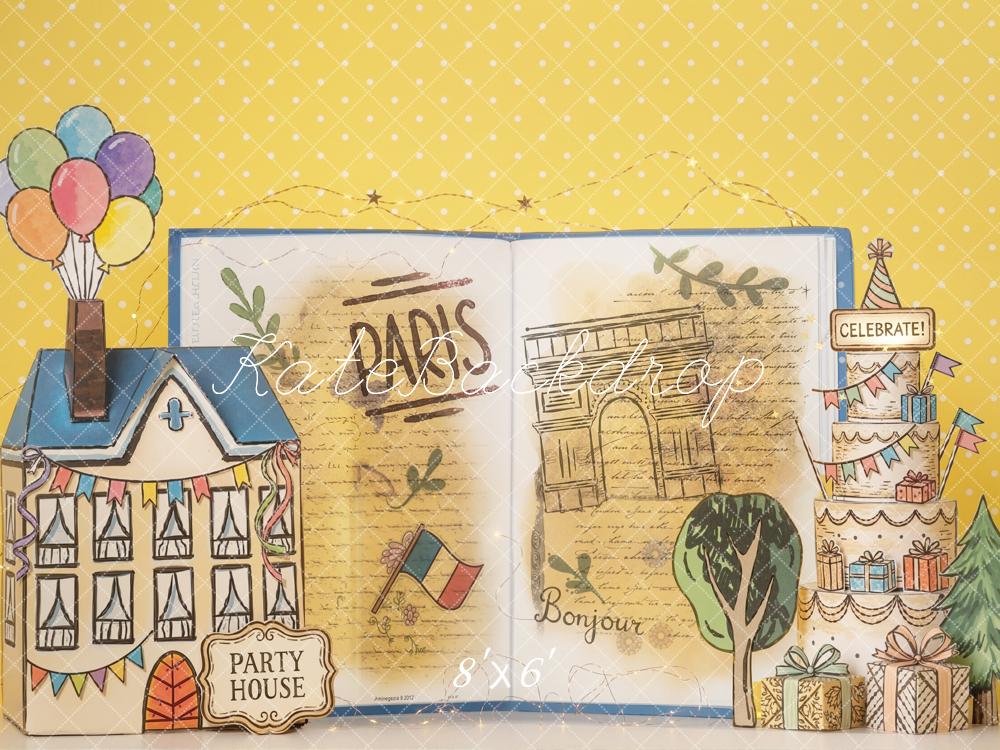 Kate Paris Party House Balloons Cake Yellow Backdrop Designed by Emetselch - Image 3