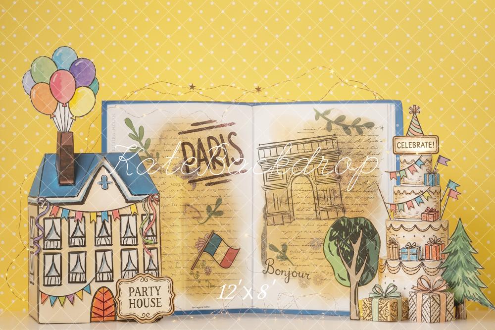 Kate Paris Party House Balloons Cake Yellow Backdrop Designed by Emetselch - Image 8