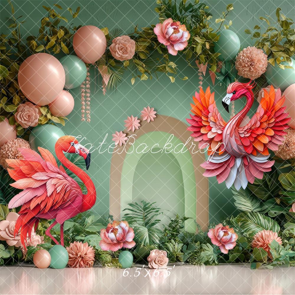 Kate Party Flamingo Balloon Floral Backdrop Designed by Laura Bybee - Image 2