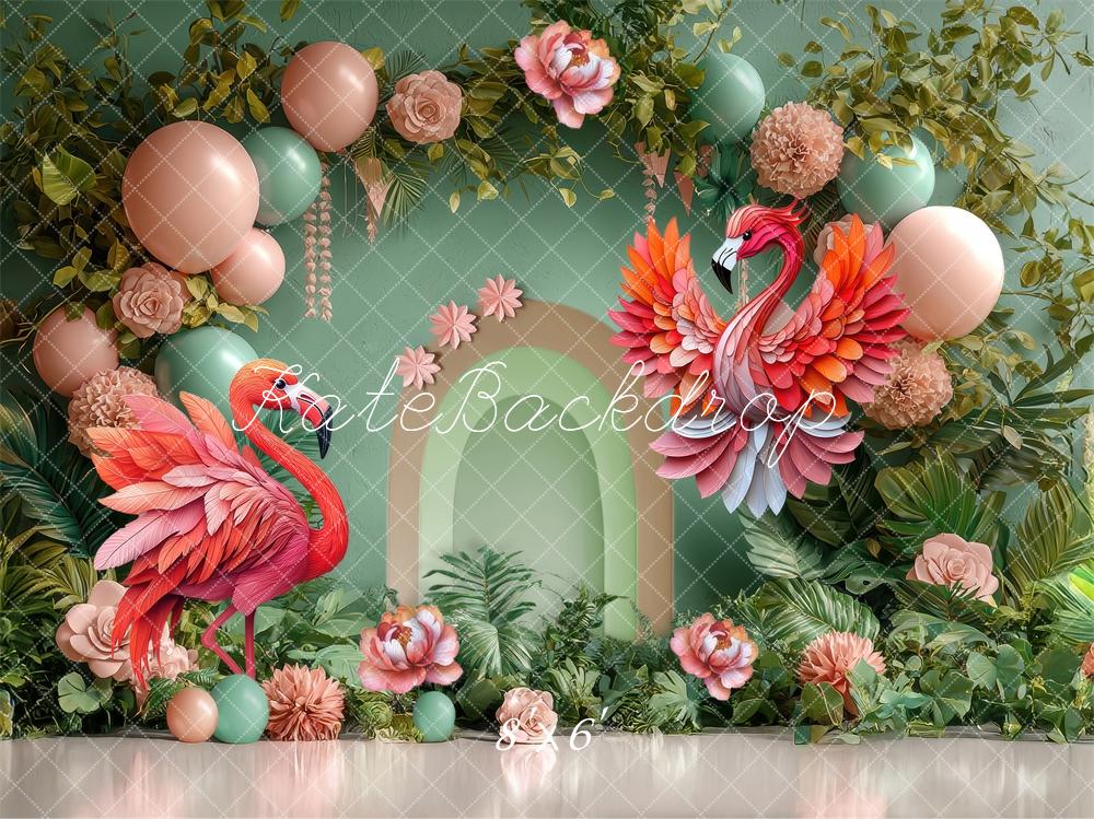 Kate Party Flamingo Balloon Floral Backdrop Designed by Laura Bybee - Image 3