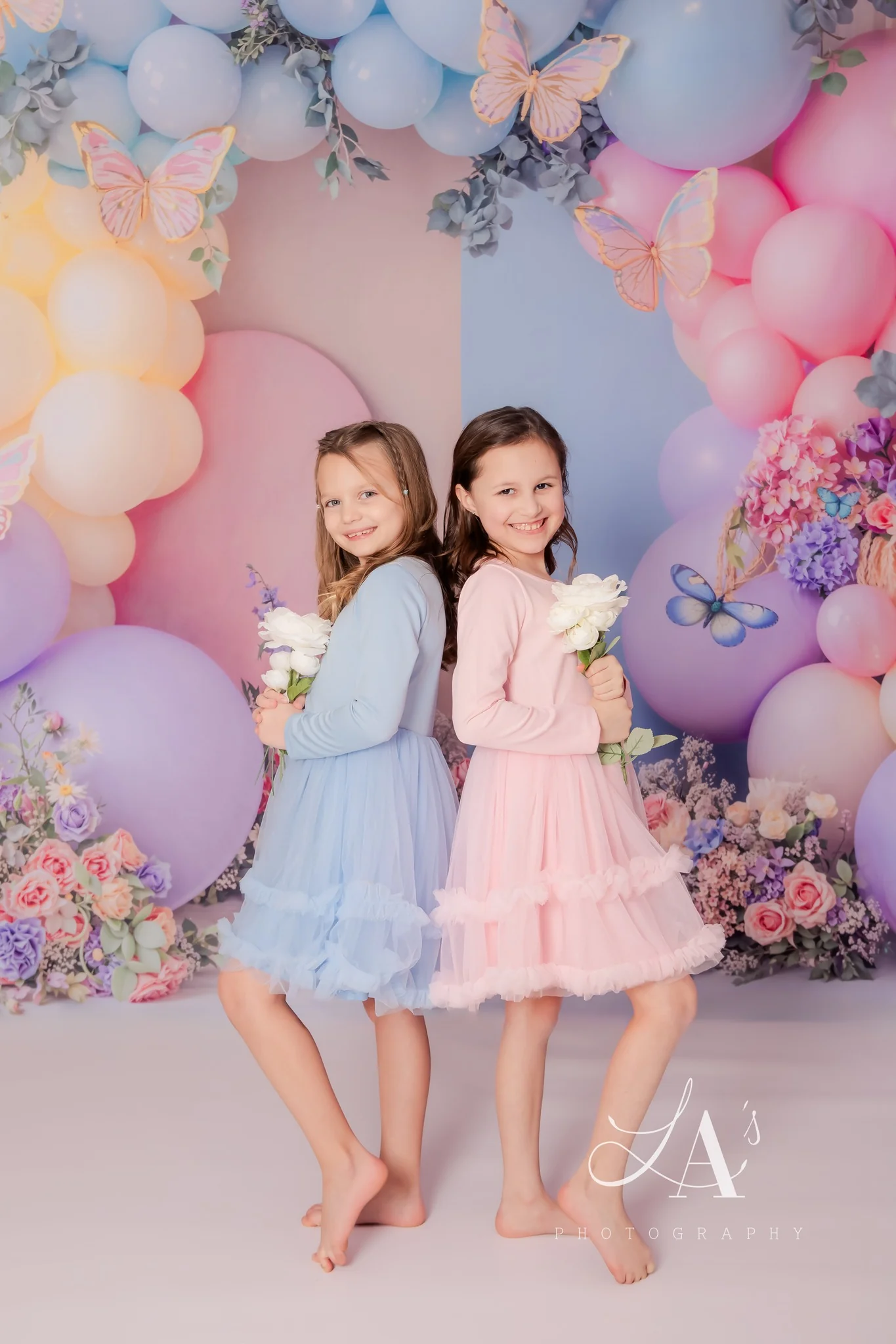 Kate Cake Smash Balloon Arch Butterfly Florals Backdrop Designed by Emetselch - Image 3